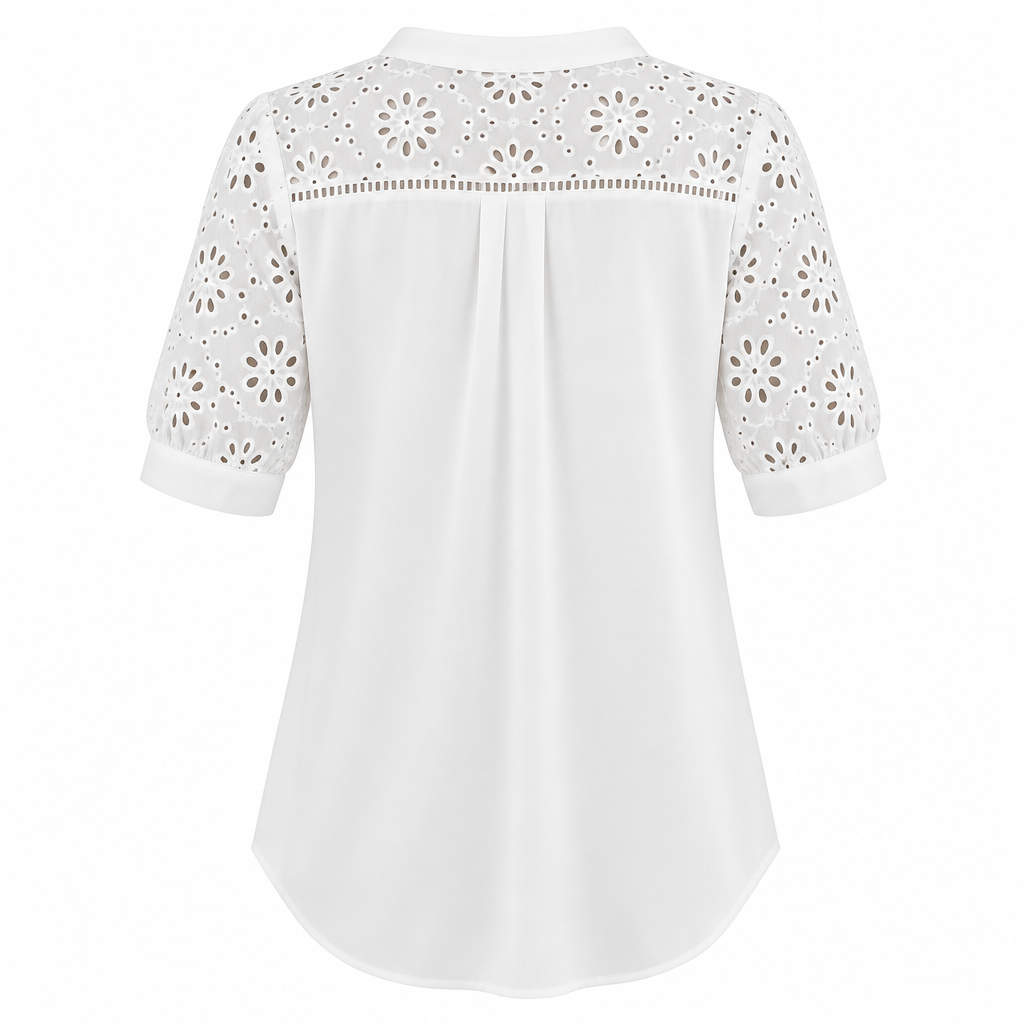 Women's lace short-sleeve blouse back view
