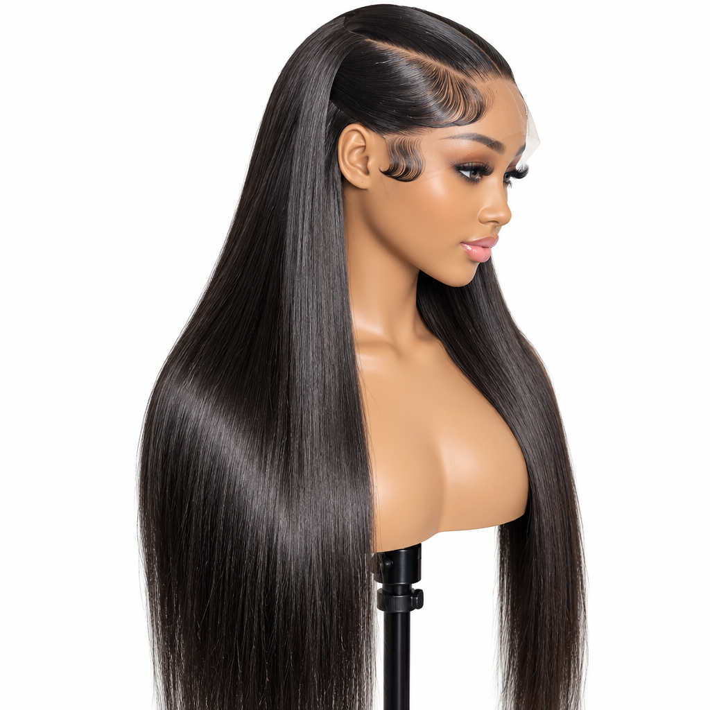 13x6 HD lace glueless straight wig side view
