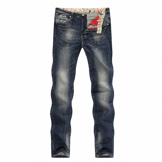 Men's autumn winter straight retro stretch moto biker jeans