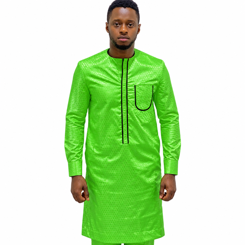 African jacquard bazin riche brocade fabric green traditional attire