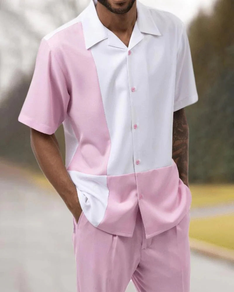 Men's Printed Shirt and Trousers Two-Piece Harajuku Set
