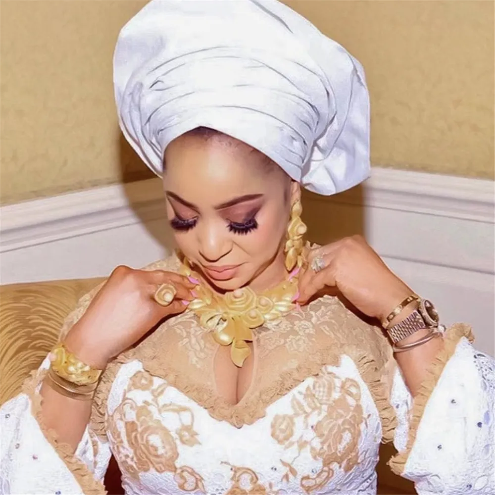 Women's Gold Plated Jewelry Set: Necklace, Earrings, Ring and Bracelet