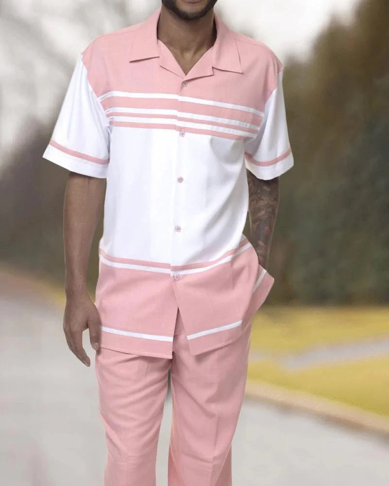 Men's Printed Shirt and Trousers Two-Piece Harajuku Set