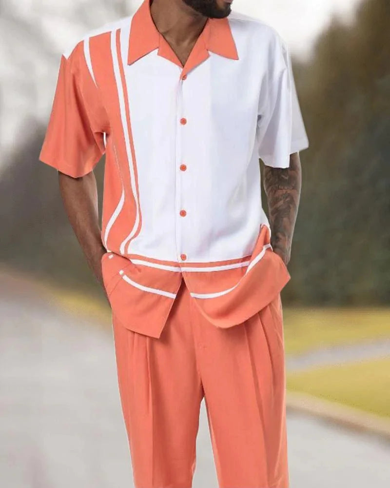 Men's Printed Shirt and Trousers Two-Piece Harajuku Set