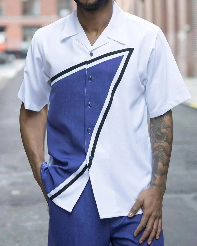 Men's Printed Shirt and Trousers Two-Piece Harajuku Set