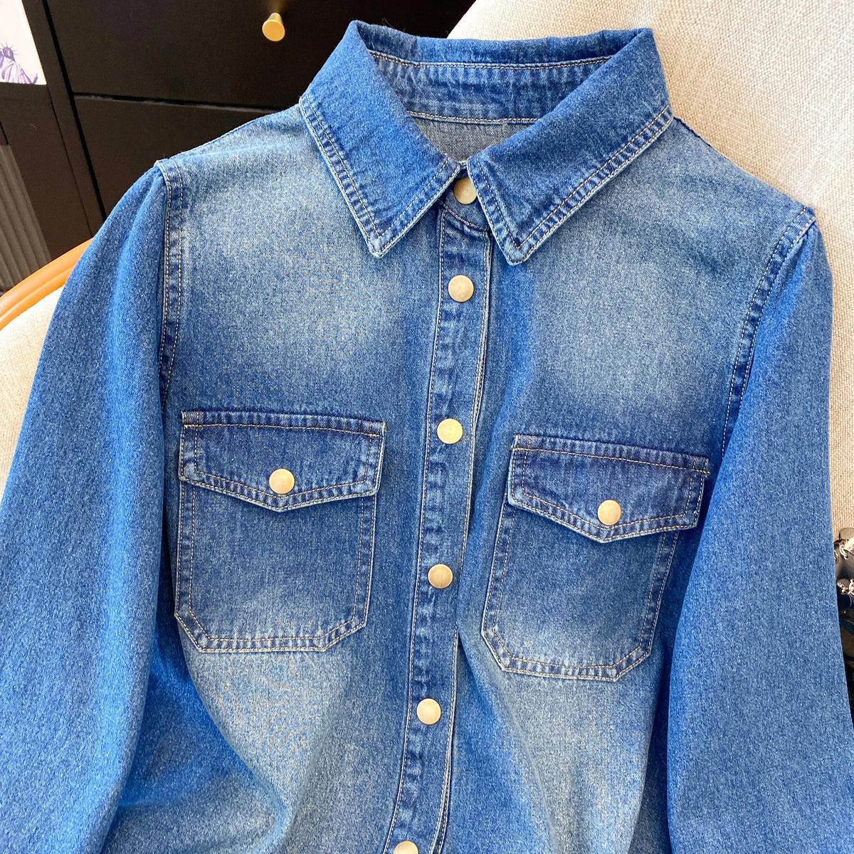 Women's Retro Loose Casual Denim Shirt