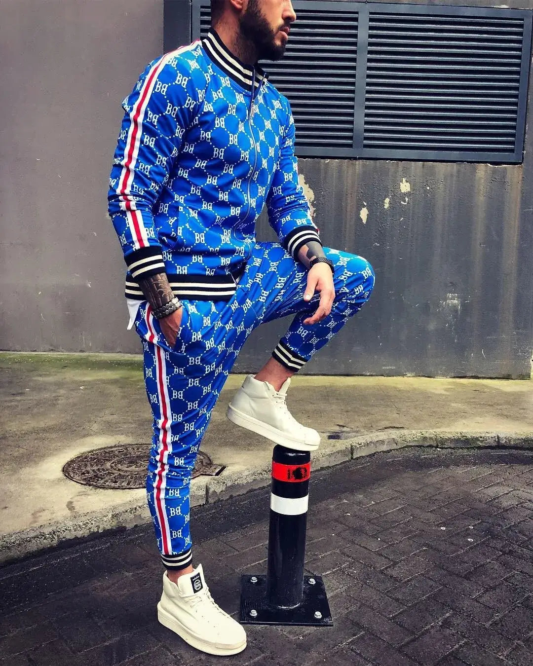 Mens Tracksuits Colorful Plaid Casual Zipper Hoodie Set 3D Print Set New Autumn Male Sweatshirt Clothes For Men