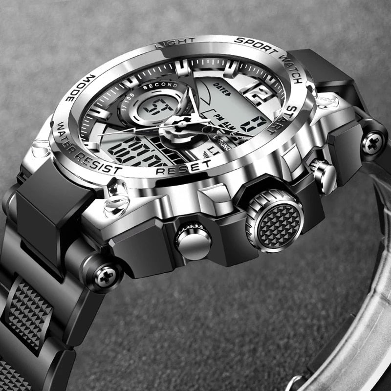 Men's Digital Military LED Quartz Watch, Splash-Resistant
