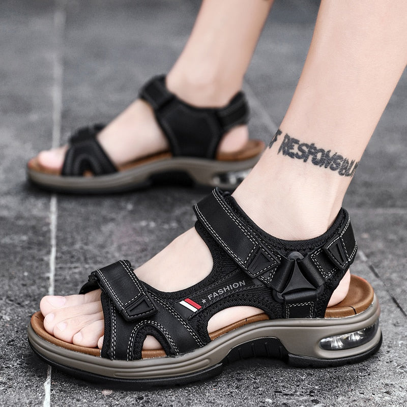 Men's Genuine Leather Gladiator Beach Sandals