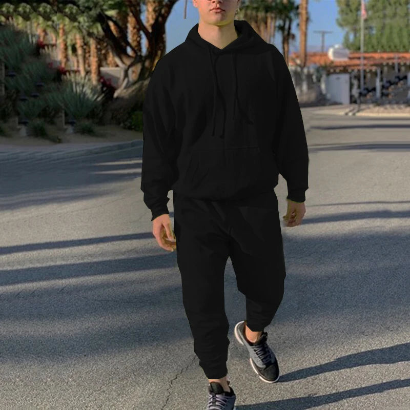 Men's Solid Neon Green Two-Piece Tracksuit Set