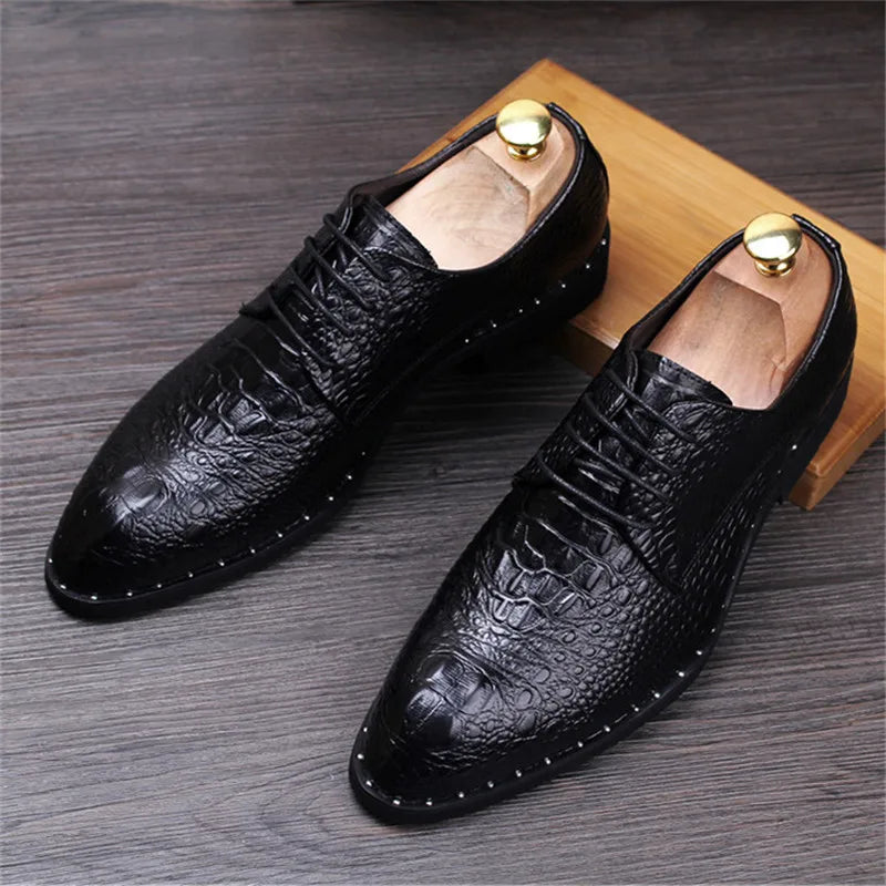 Men's crocodile leather oxford black colorway