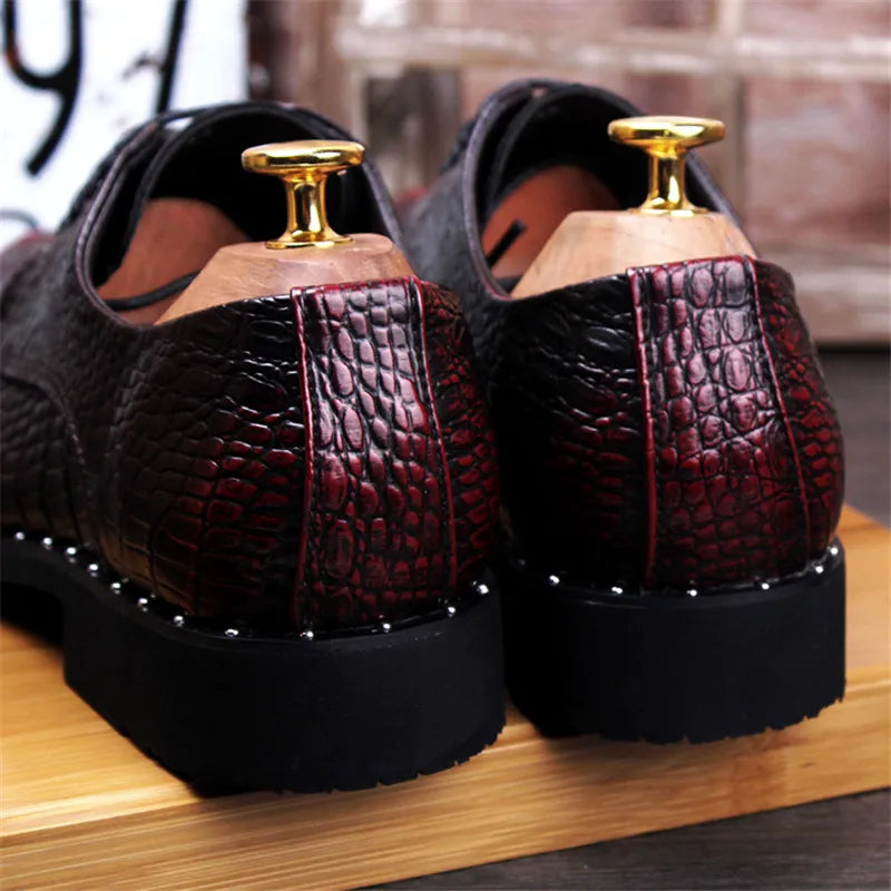 Men's crocodile leather oxford dress shoe alternate angle