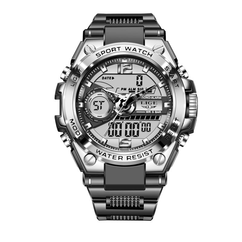 Men's Digital Military LED Quartz Watch, Splash-Resistant