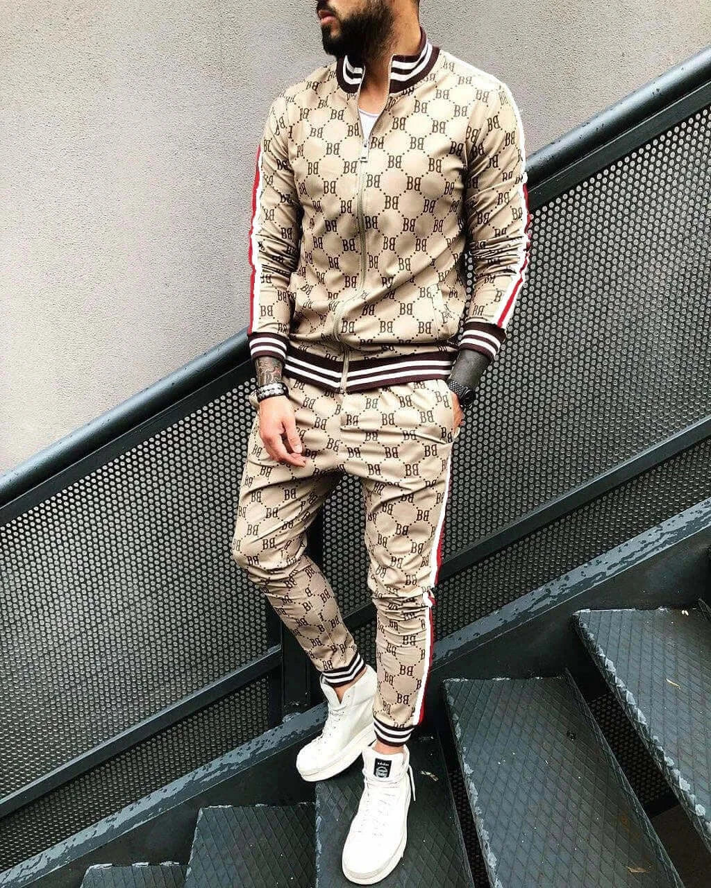Mens Tracksuits Colorful Plaid Casual Zipper Hoodie Set 3D Print Set New Autumn Male Sweatshirt Clothes For Men