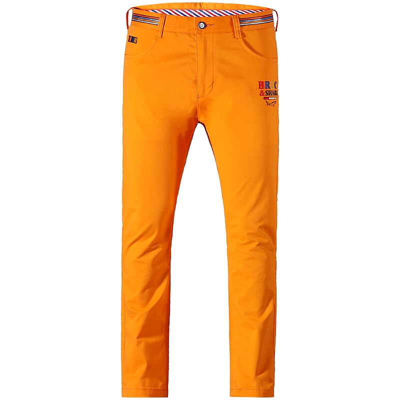 Men's Stretch Cotton Embroidered Casual Trousers, Plus Size
