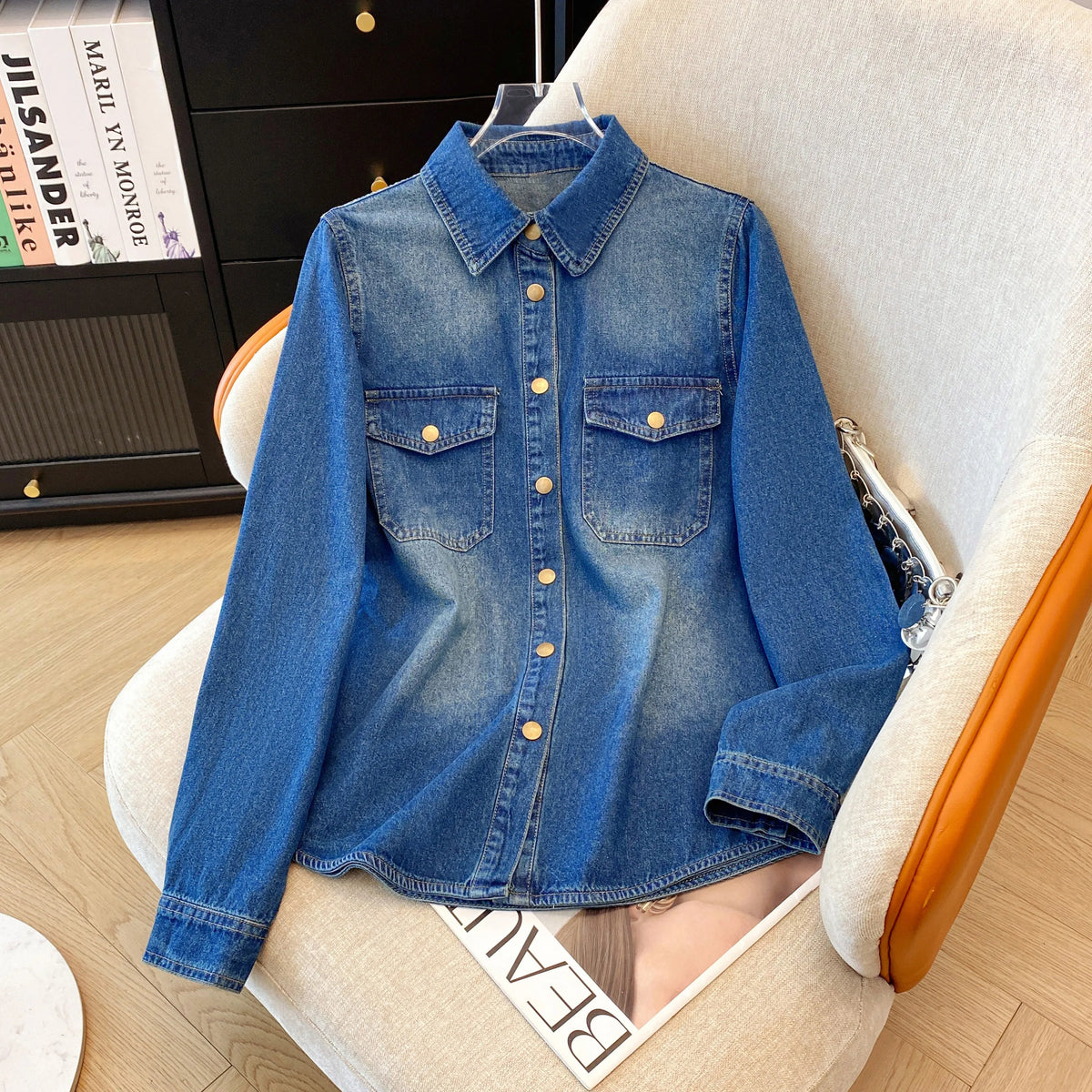 Women's Retro Loose Casual Denim Shirt