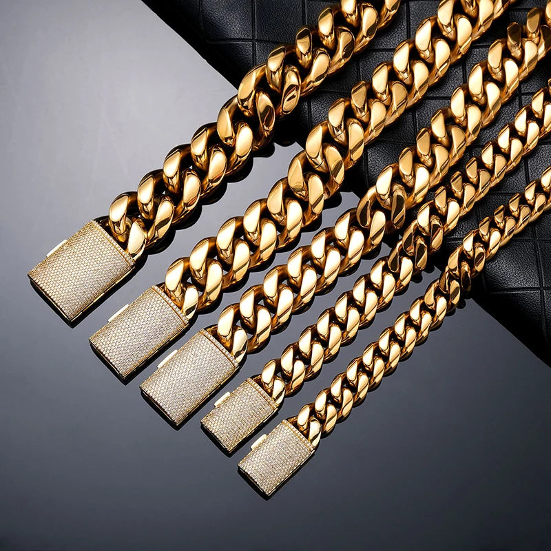 Stainless Steel Cuban Miami Link Chain Necklace