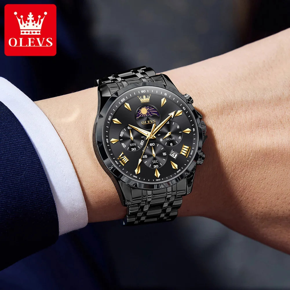 Men's Multifunction Chronograph Moon Phase Quartz Watch