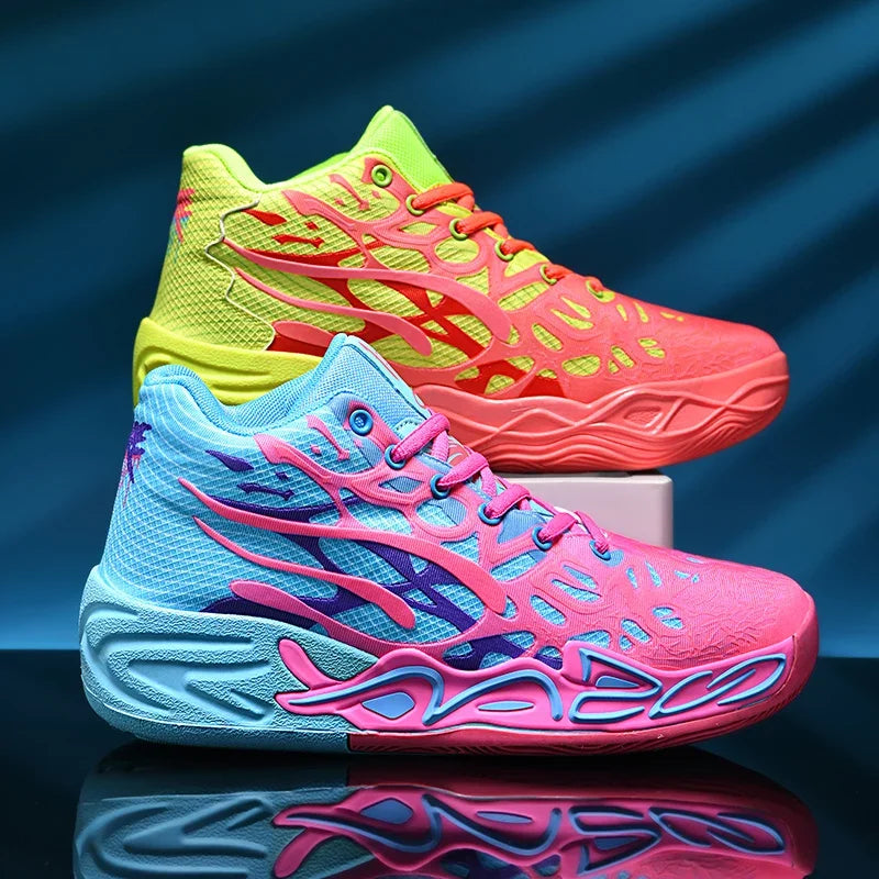 Men's High-Top Non-Slip Lace-Up Basketball Training Sneakers
