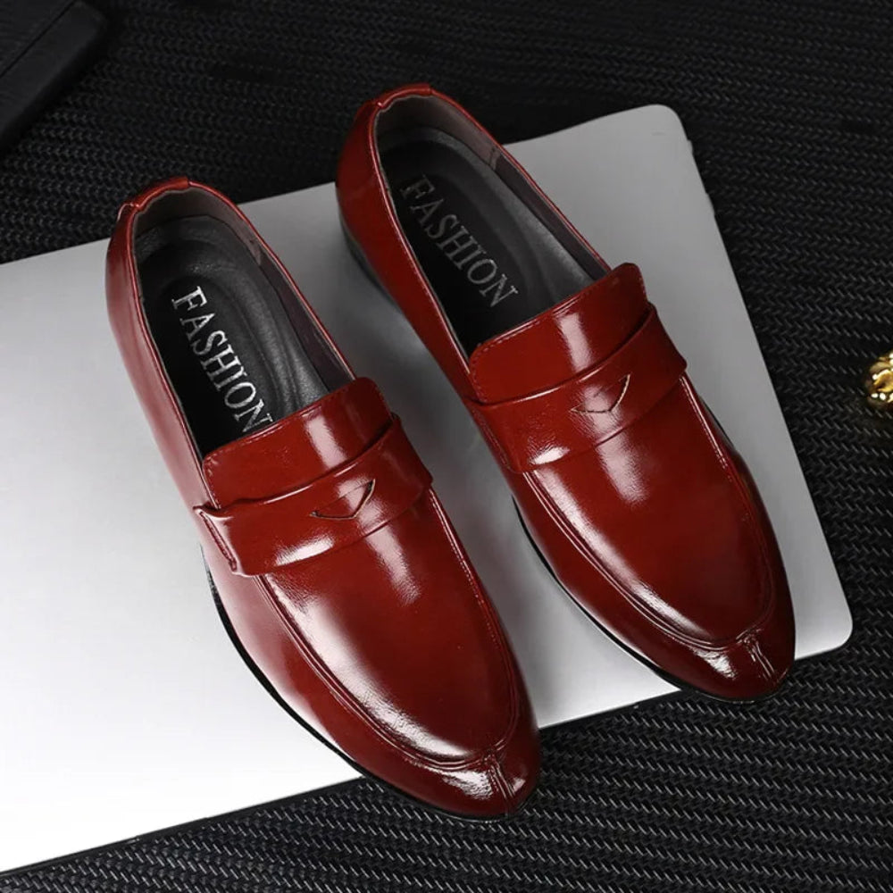 Men's British Pointed Toe Leather Business Dress Shoes