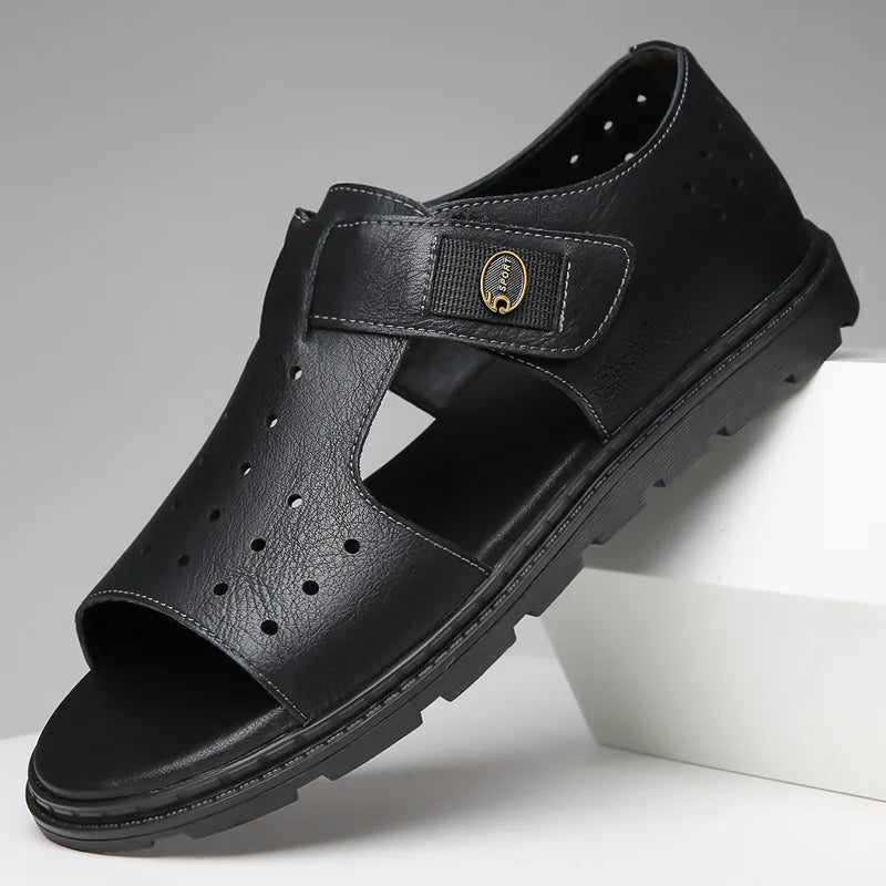 Men's Leather Roman Soft-Sole Casual Beach Sandals