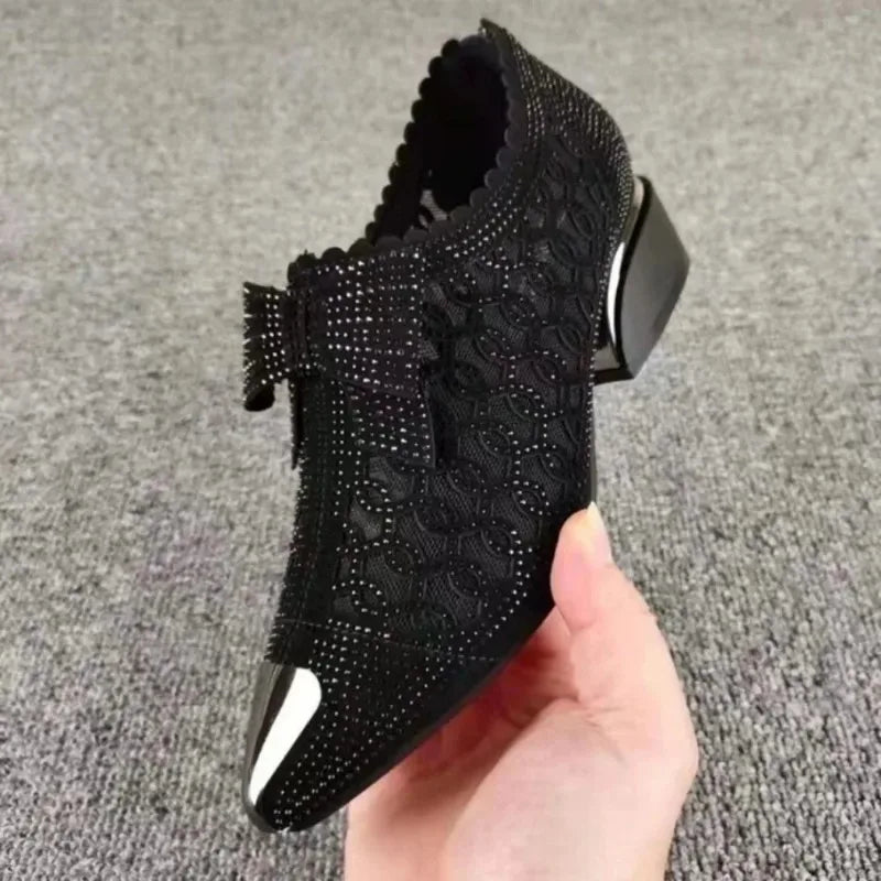 Women's Rhinestone Hollow High Heel Dance Shoes