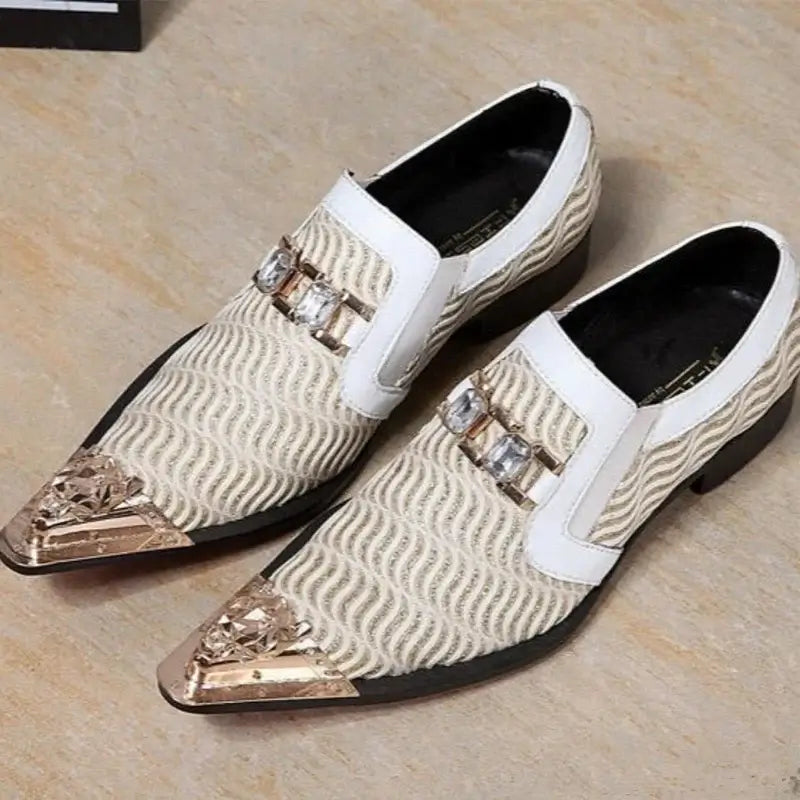 Men's Italian Snake Grain Pointed Leather Dress Shoes