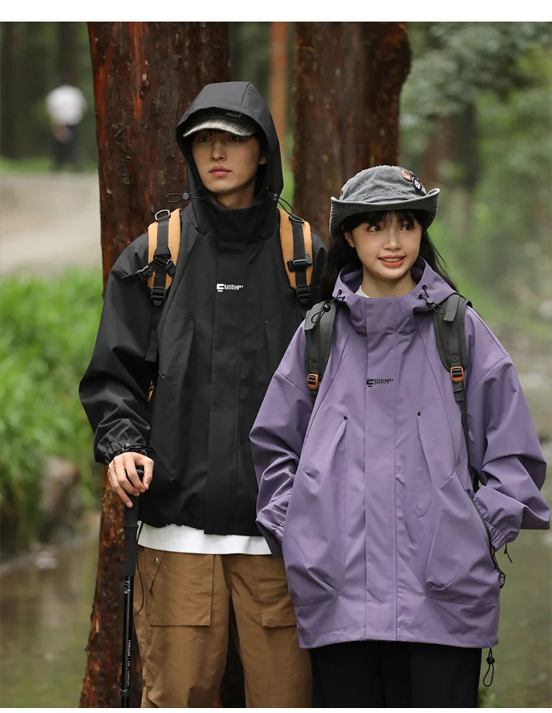 Men's Waterproof Hooded Hiking Bomber Windbreaker