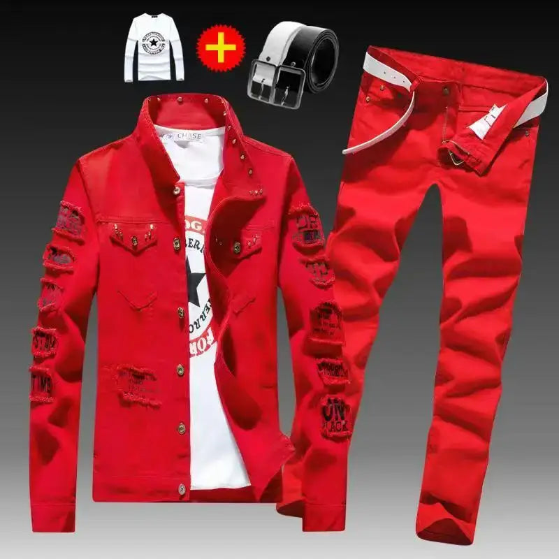 Men's Slim Denim Jacket and Jeans Two-Piece Set