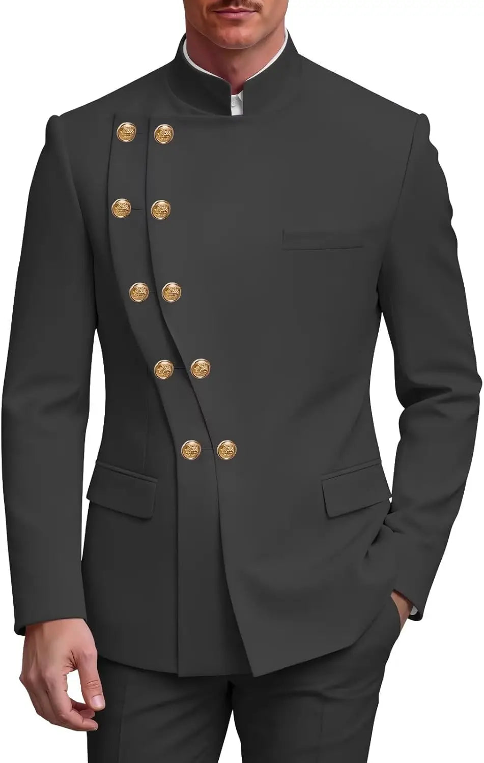 Men's Slim Fit Stand Collar Wedding Tuxedo Set