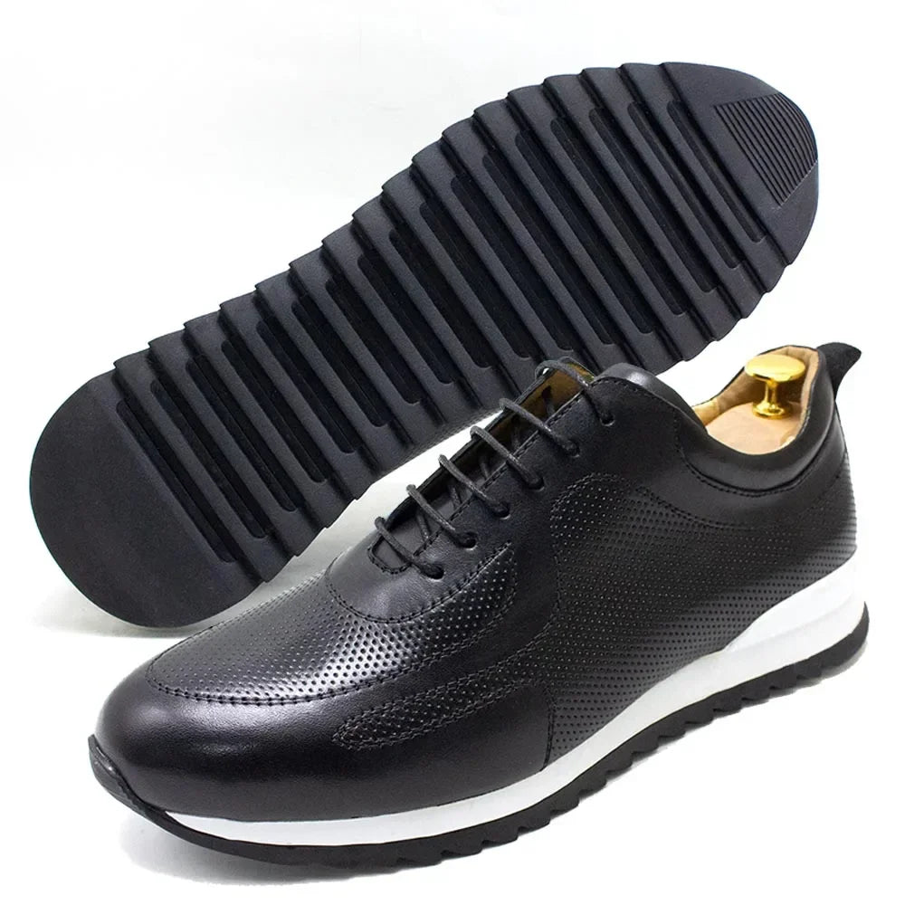 Men's Genuine Leather Lace-Up Oxford Casual Sneakers Travel Flats