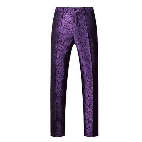 Men's Blue Jacquard Suit Trousers Wedding Dress Pants