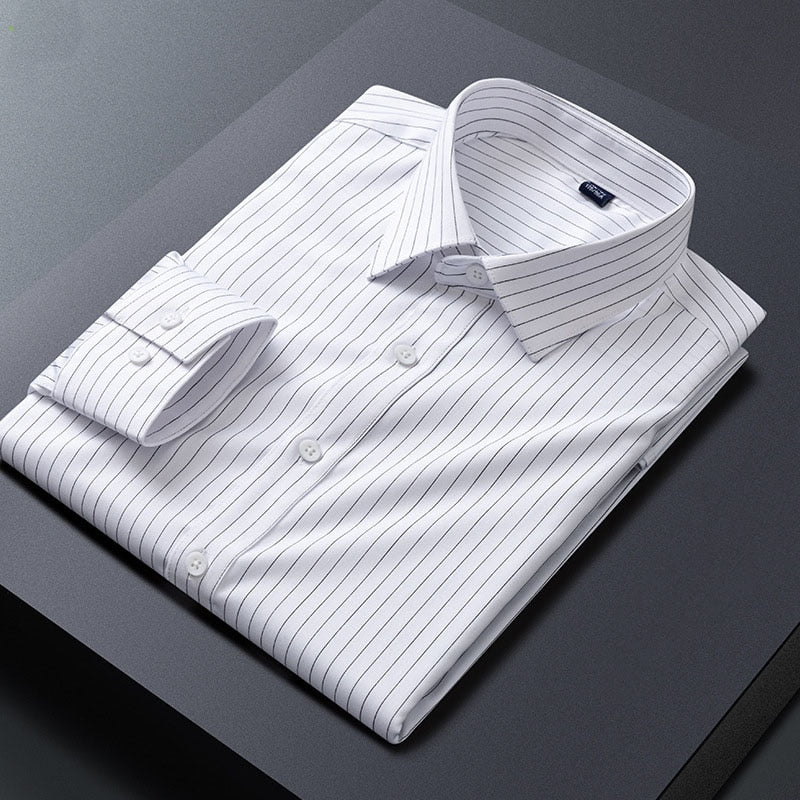 Men's Striped Long Sleeve Business Casual Dress Shirt