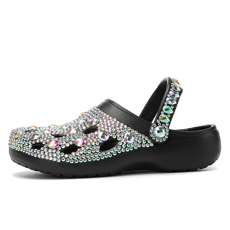 Women's EVA Rhinestone Beach Slide Slippers, Sizes 35-41