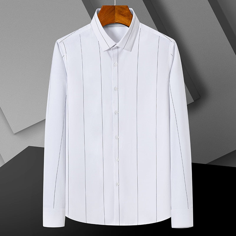 Men's Striped Long Sleeve Business Casual Dress Shirt