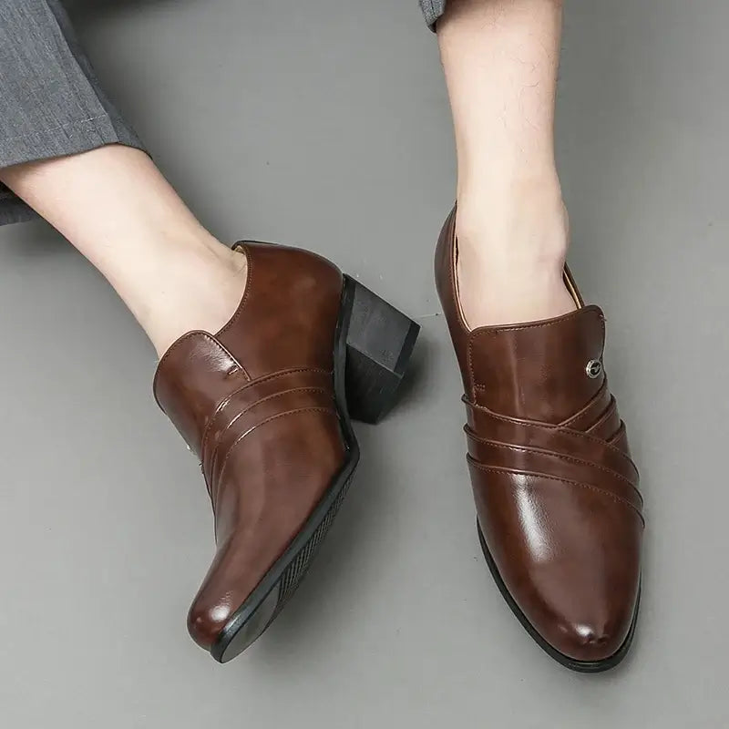 Men's Pointed Leather Height-Increase Business Dress Shoes