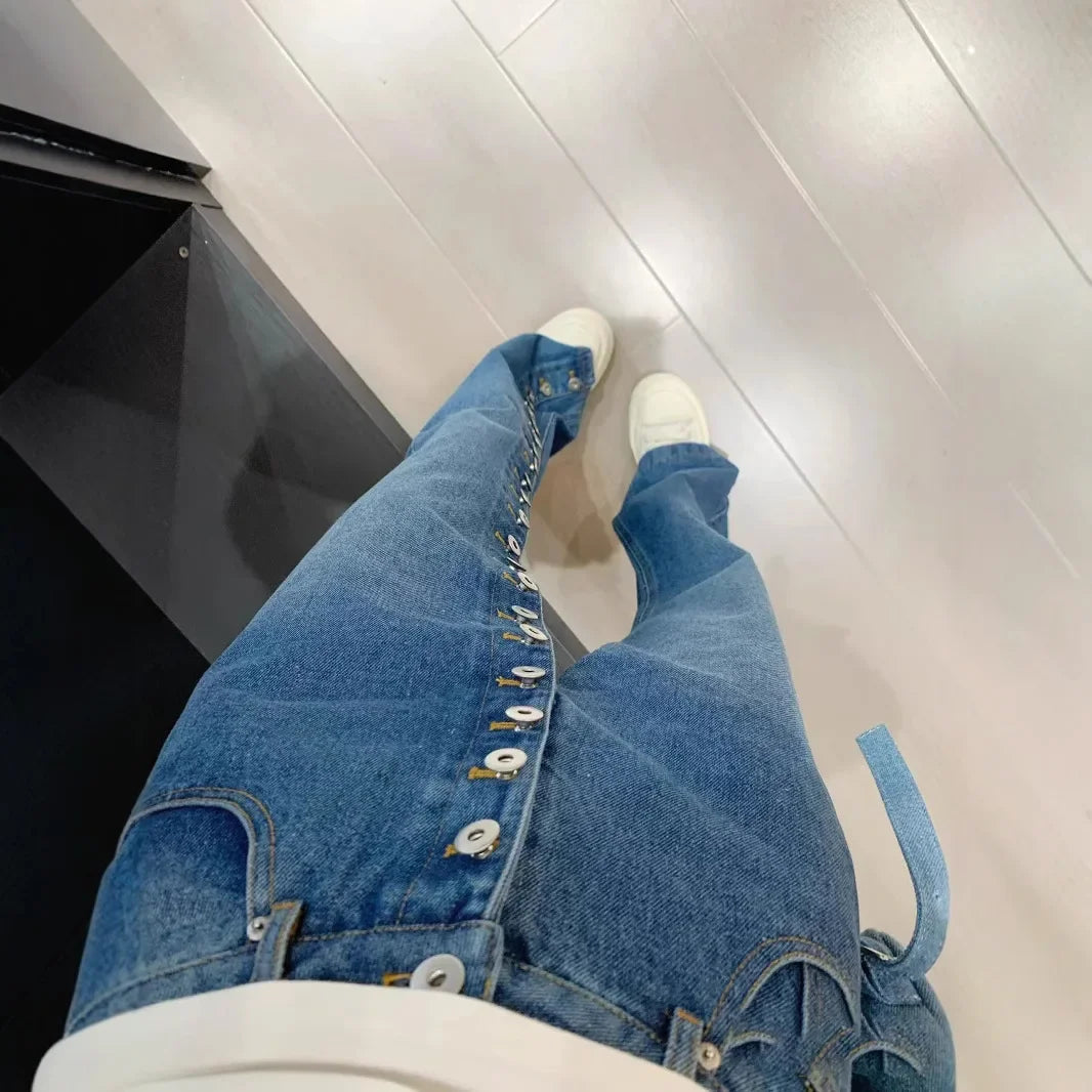 Women's High Waist Straight Loose Jeans