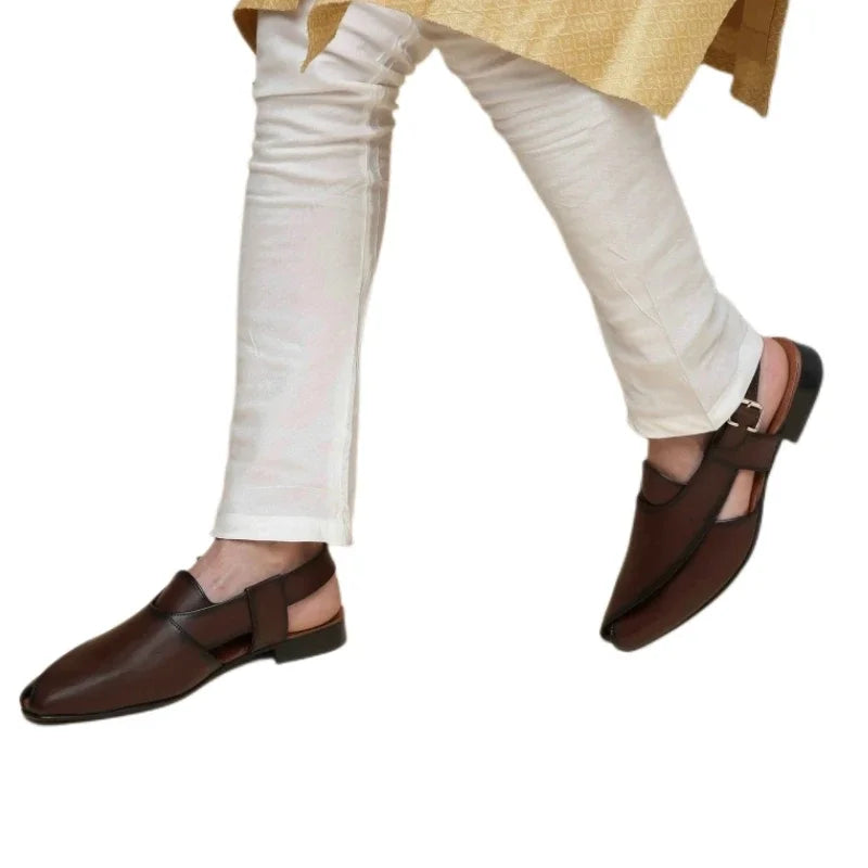 Men's Brown Buckle Strap Dress Sandals
