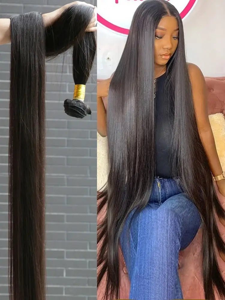 Real Human Hair Bone Straight Bundles 30 40 Inches Raw Hair 1 3 4 Bundles Brazilian Hair Weave Extensions For Black Women.