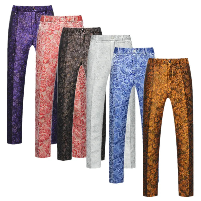 Men's Jacquard Wedding Party Groom Dress Suit Pants