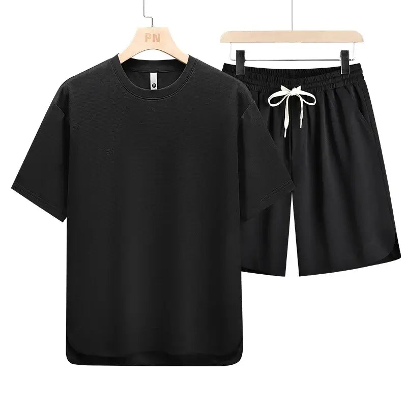 Men's Plus-Size Quick-Dry Short-Sleeve T-Shirt and Shorts Set, 6XL-8XL