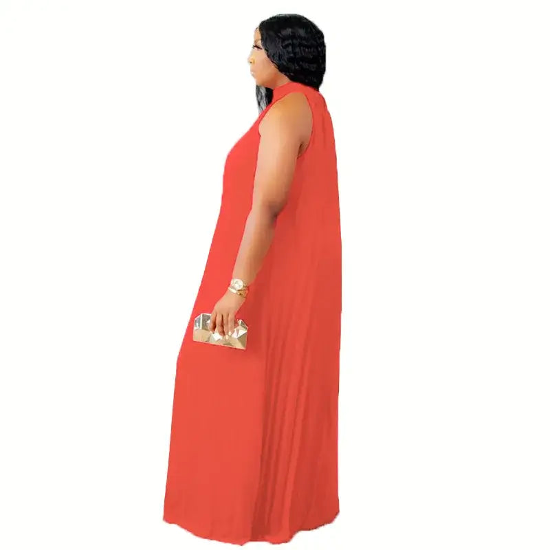 Women's Plus-Size Halter Hollow Split A-Line Bandage Maxi Dress