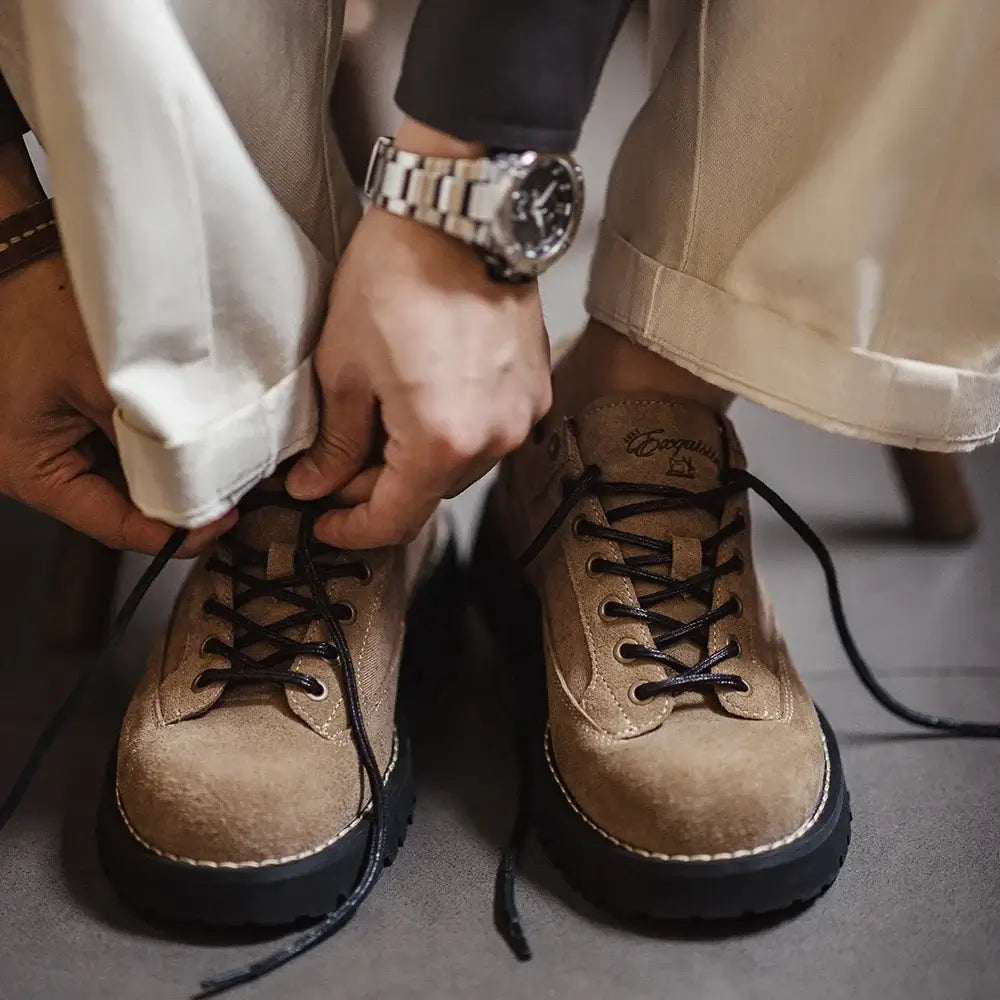 Men's Vintage Lace-Up Thick-Sole Low-Cut Work Dress Shoes