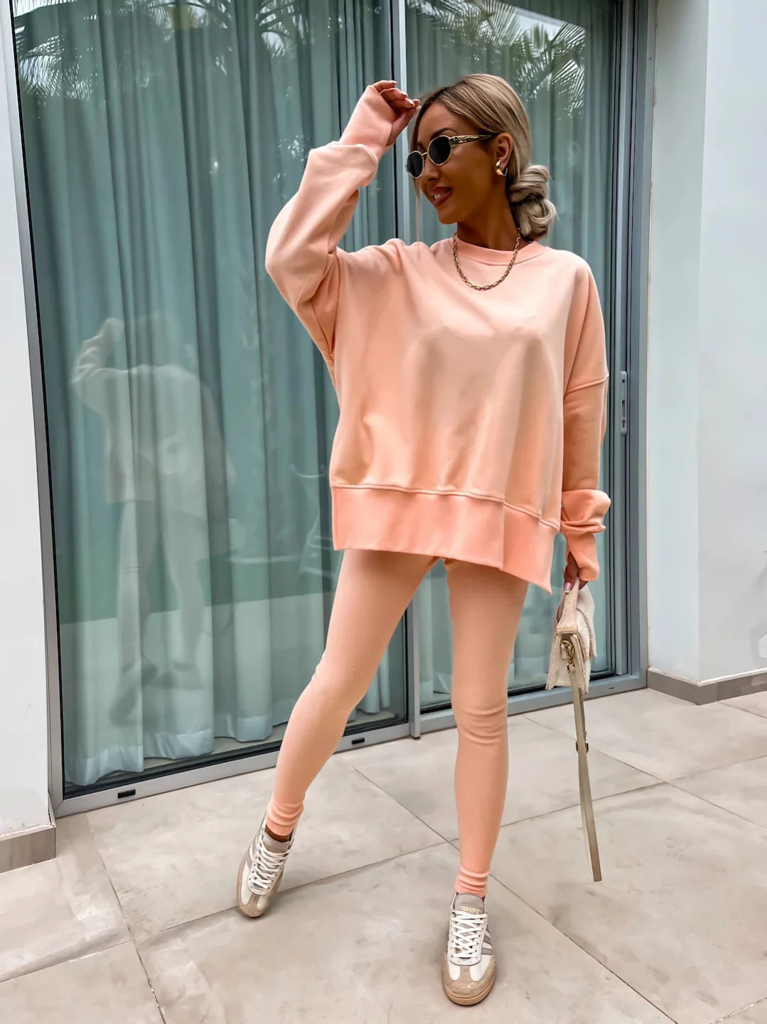 Women's Loose Shirt and Tight Pants Two-Piece Set