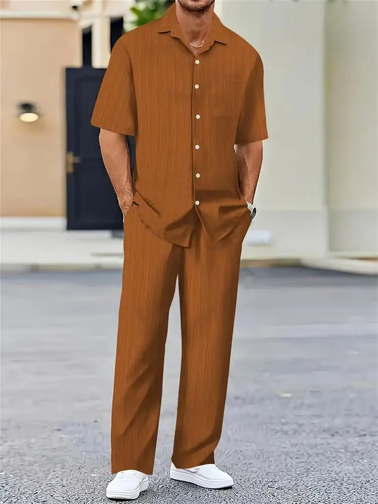 Men's Geometric Print Short-Sleeve Shirt Set