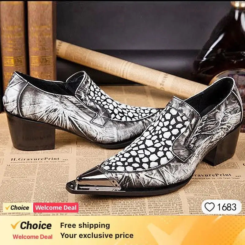 Men's Pointed Metal Toe Party Dress Shoes