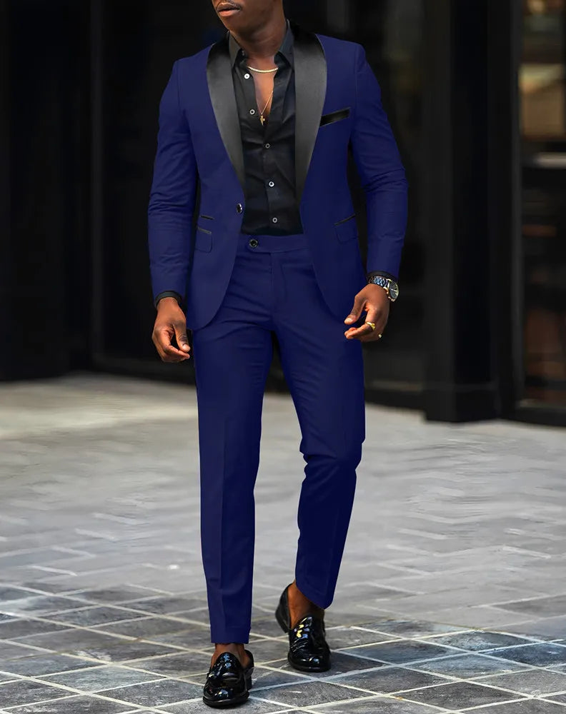Men's Slim Fit Single-Button Wedding Suit Set