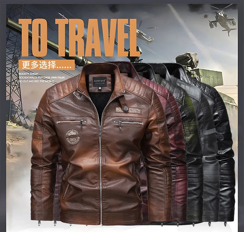 Men's Winter Motorcycle Leather Jacket