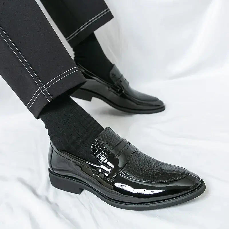 Men's Color-Block Round-Toe Business Loafers, Formal Wedding