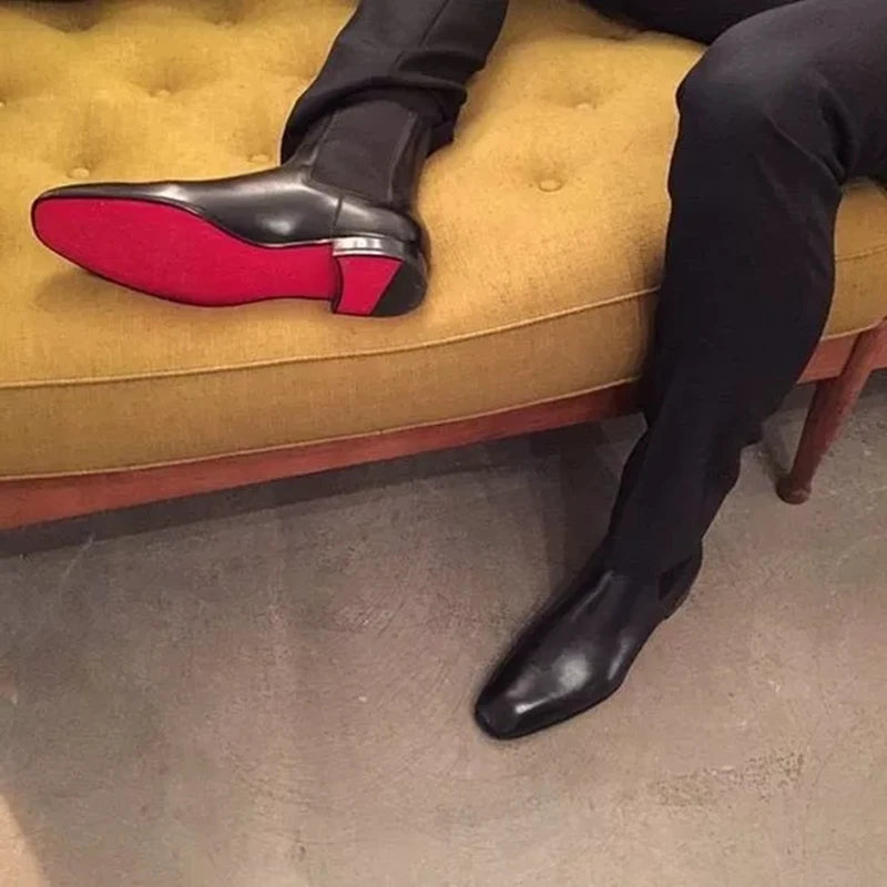 Men's Red Bottom Chelsea Ankle Boots